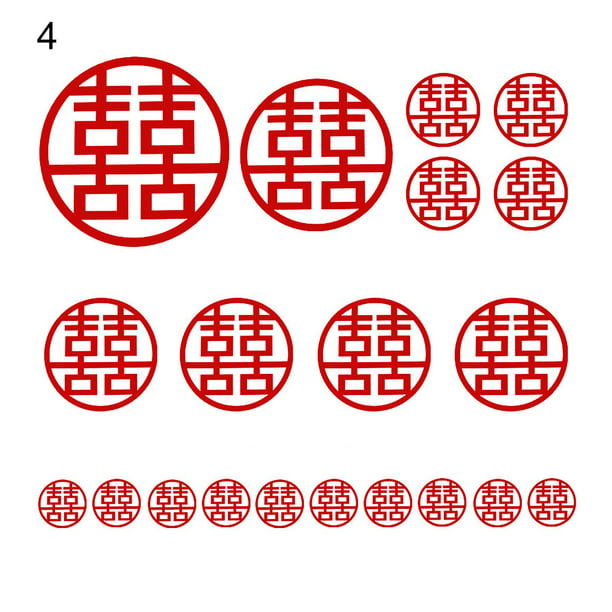 3-Sheet 147 Chinese Wedding Double Happiness Stickers Red Color